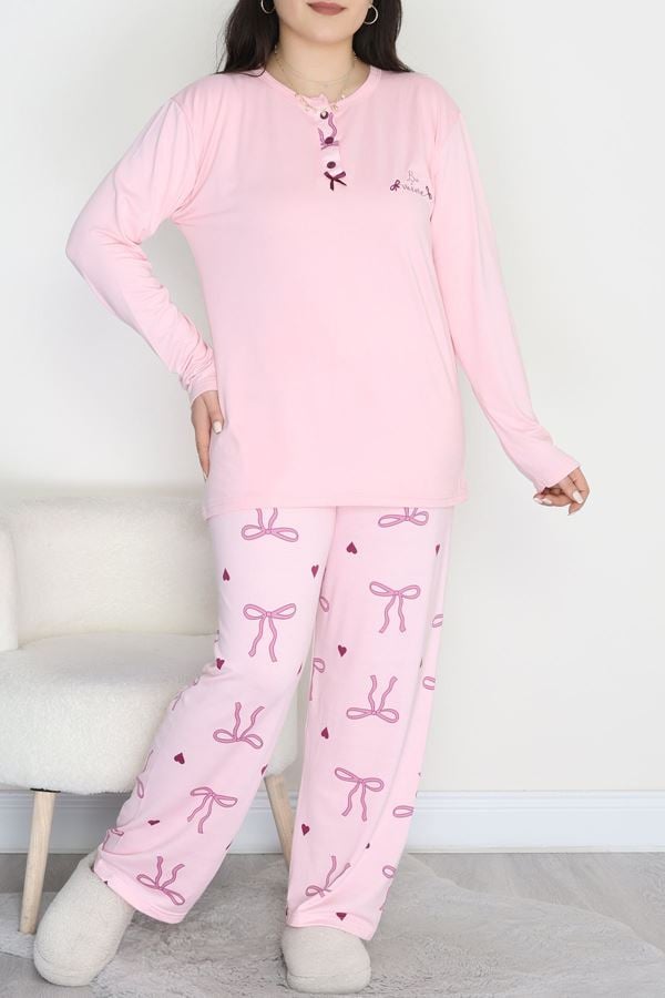 Büyük Beden Patlı Pijama Takımı Pembefiyonk - 258.1287.