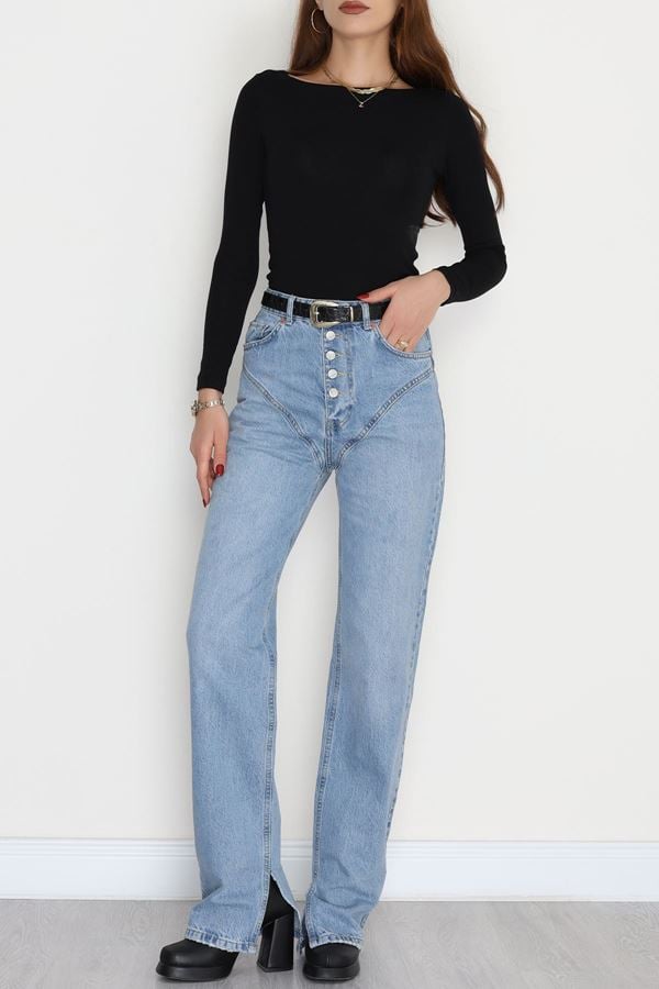 Kesik Paça Palazzo Kot Pantolon Açıkmavi - 19650.1926.