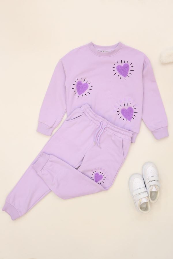 6-9 Yaş Şardonlu Yumoş Kumaş Takım Lila - 6264320.1576.