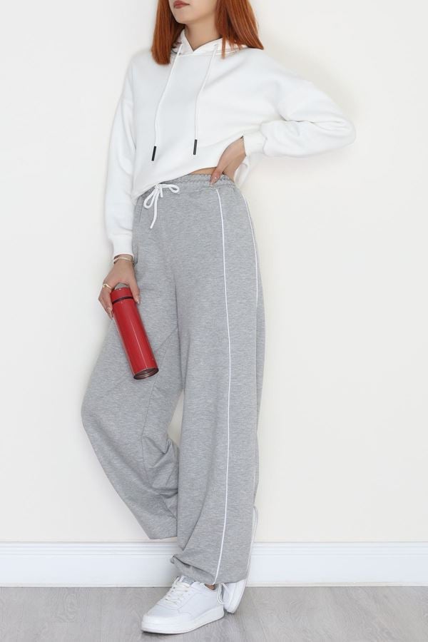 2 İplik Paça Stoperli Eşofman Altı Gri - 40019.1857.