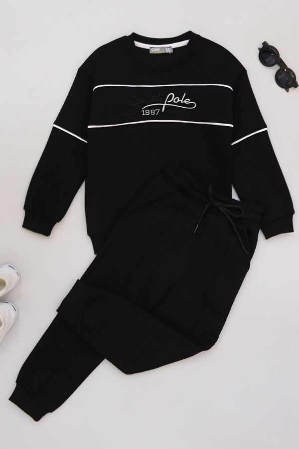 5-12 Yaş 3 İplik Şardonlu Takım Siyah - 60220.1867.