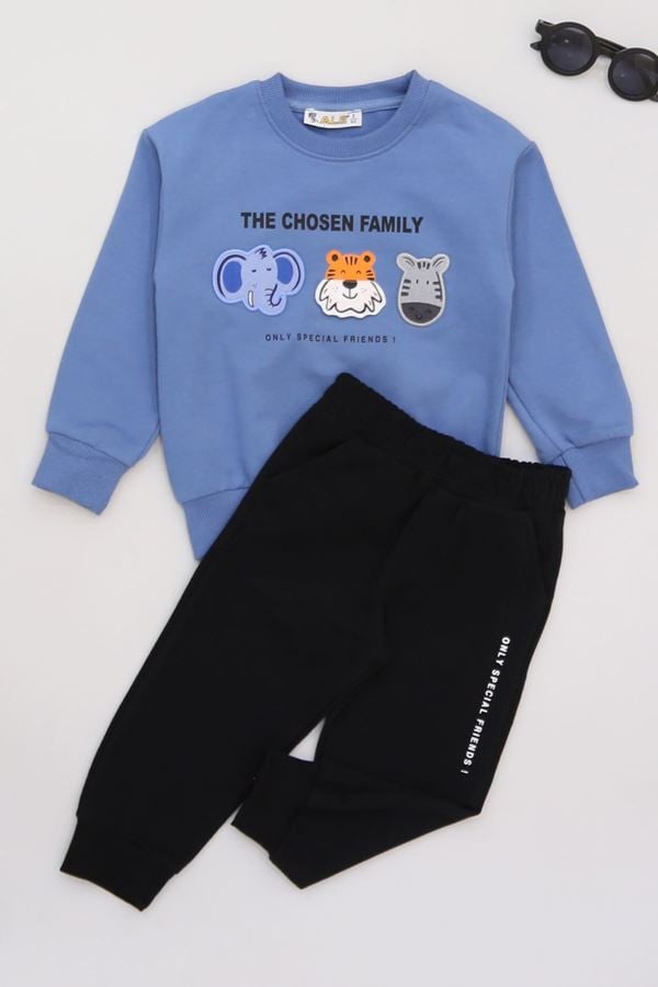 2-5 Yaş Şardonlu Yumoş Kumaş Takım İndigo - 1264350.1576.