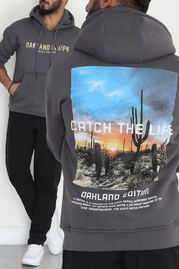 3 İplik Şardonlu Baskılı Erkek Sweat Antrasit - 42595.2086.