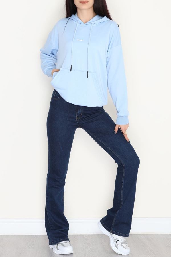 2 İplik Kapşonlu Baskılı Sweatshirt Bebemavi - 31316.1878.