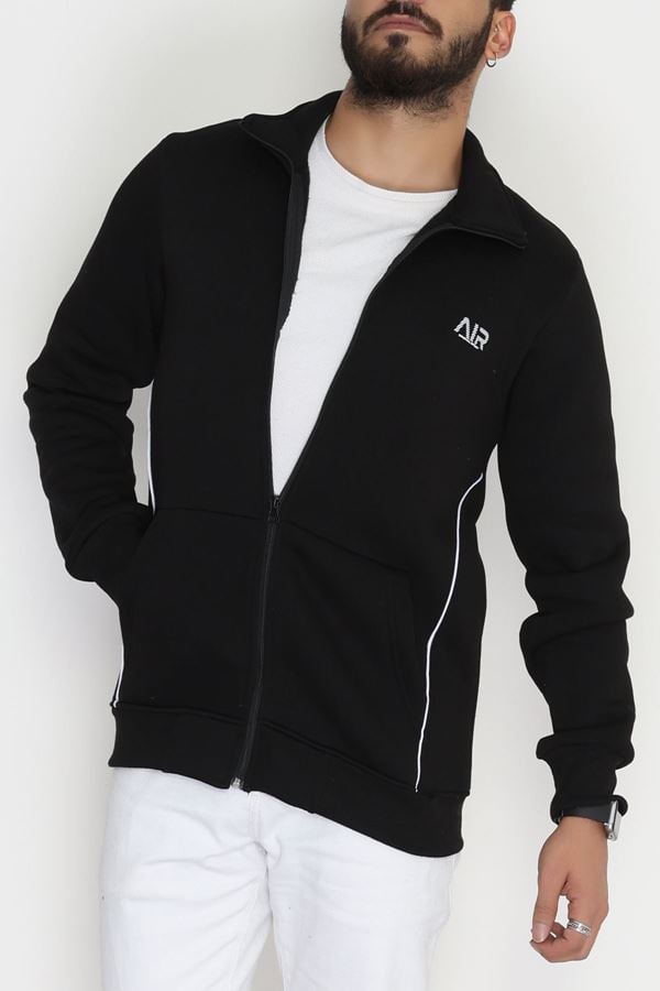 3 İplik Şardonlu Fermuarlı Erkek Sweat Siyah - 42568.1937.