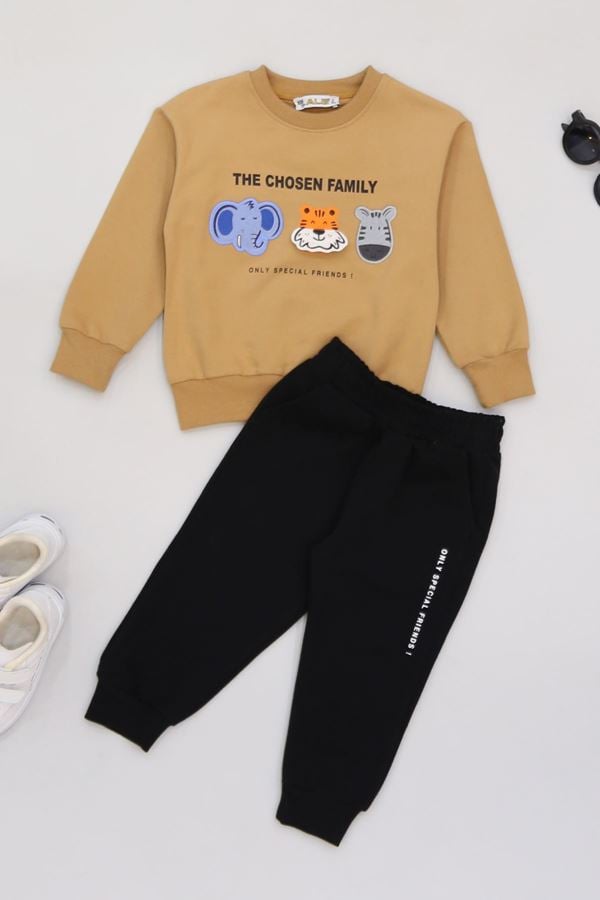 2-5 Yaş Şardonlu Yumoş Kumaş Takım Sütlükahve - 1264350.1576.