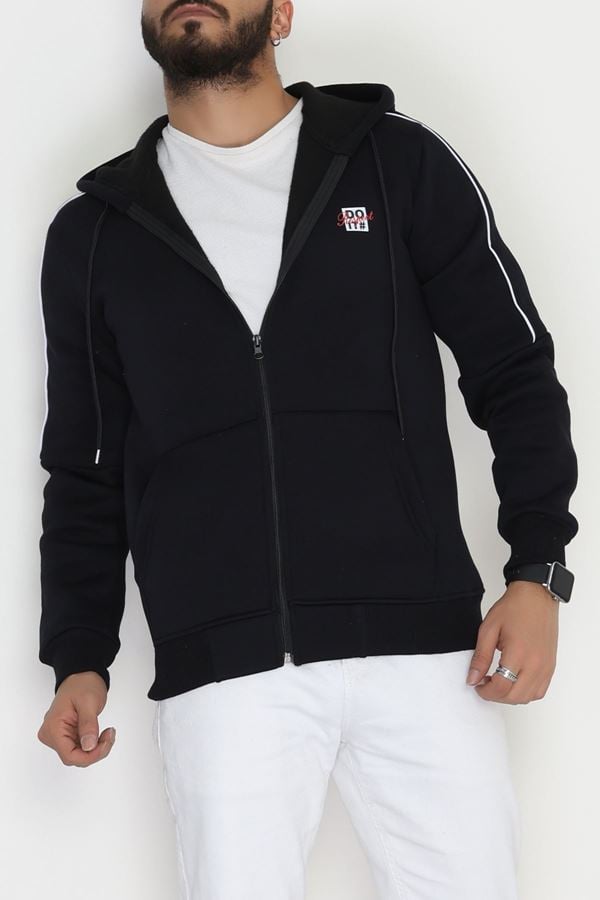 3 İplik Şardonlu Fermuarlı Erkek Sweat Lacivert - 42567.1937.