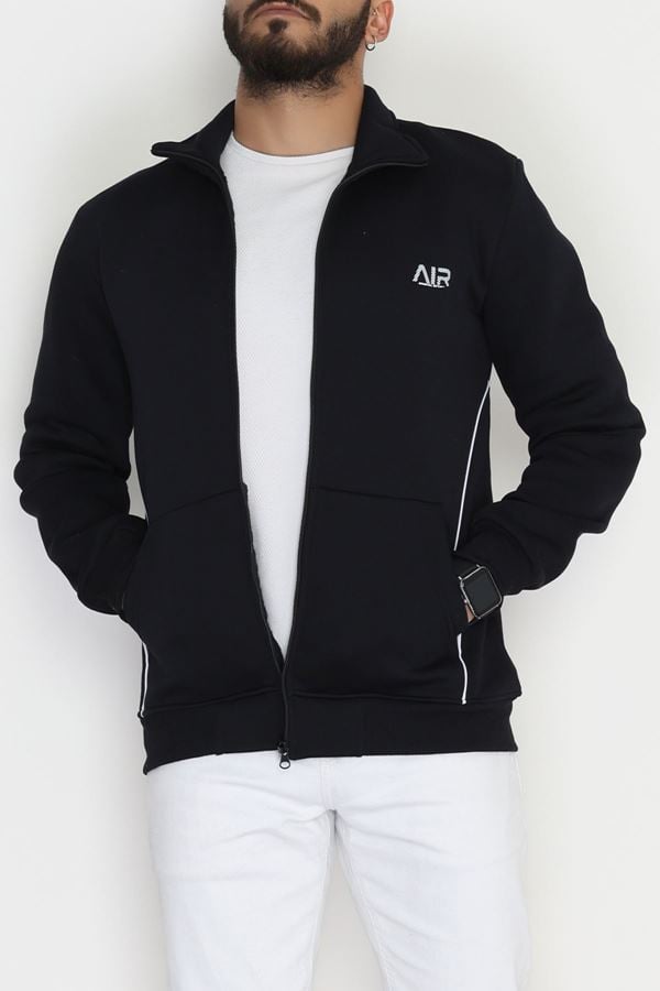 3 İplik Şardonlu Fermuarlı Erkek Sweat Lacivert - 42568.1937.