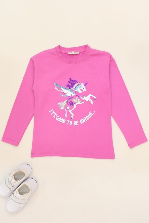 Nakışlı 6-9 Yaş Sweatshirt Pembe - 6264181.1576.