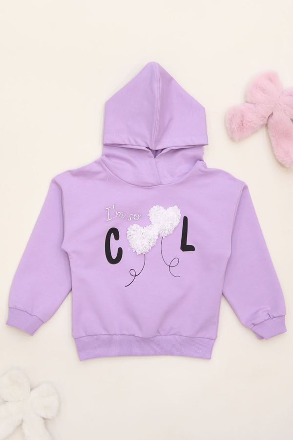 Kalp Desenli 3-7 Yaş 2 İp Sweatshirt Lila - 625530.1576.