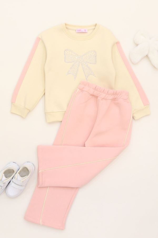 5-12 Yaş 3 İplik Şardonlu Taşlı Takım Somon - 60330.1867.