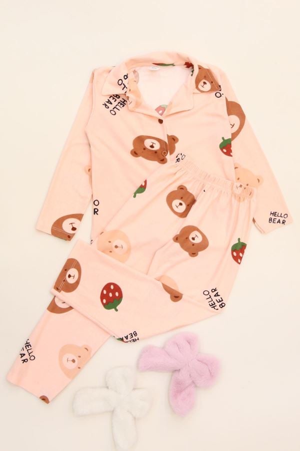 3-14 Yaş Baskılı Süet Çocuk Takım Somon - 480.1287.