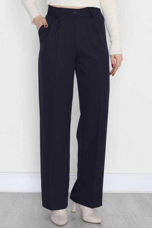 Tek Düğme Palazzo Pantolon Lacivert - 90022.1397.