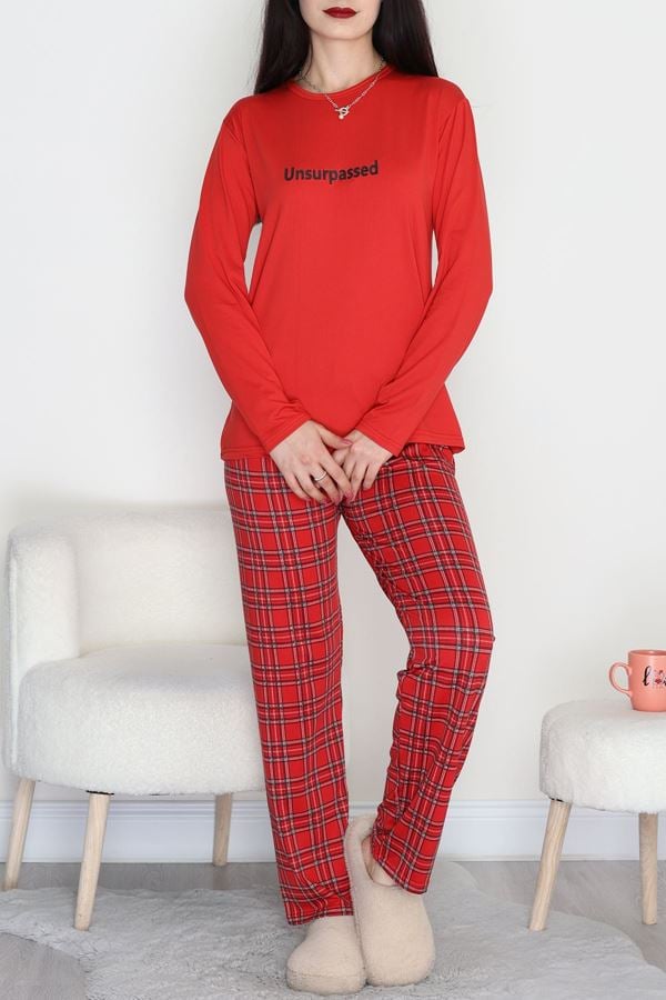 Baskılı Uzun Kol Takım Kırmızısiyah - 664.1287.