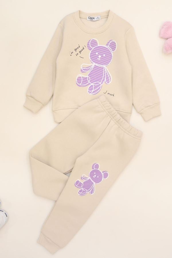 3-7 Yaş 3 İplik Şardonlu İkili Takım Bej - 50900.1867.