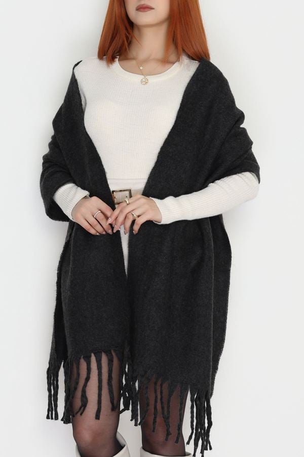 Saçaklı Düz Şal Koyufüme - 70865.1736.