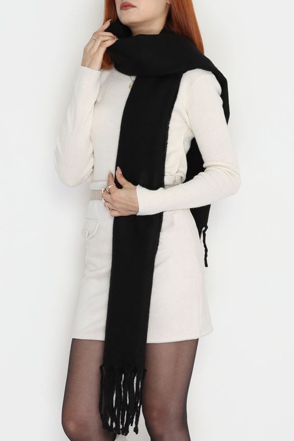 Saçaklı Düz Şal Siyah - 70865.1736.