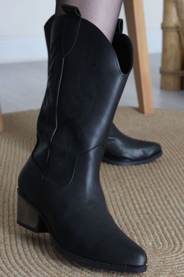 5Cm Topuklu Kovboy Bot Siyahderi - 31498.264.