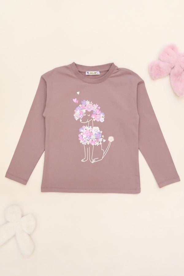 6-9 Yaş Kız Çocuk Baskılı Sweat Açıkkahve - 6264038.1576.