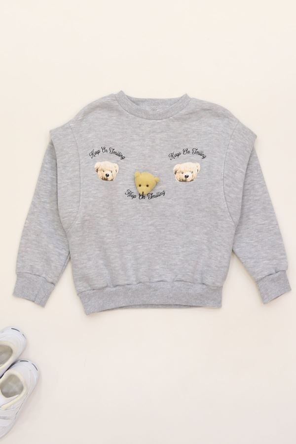 3 İp 3-7 Yaş Şardonlu Sweatshirt Gri - 624405.1576.