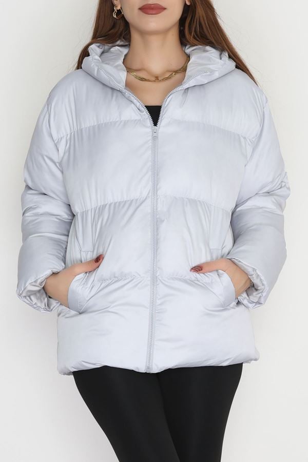 Kapşonlu Şişme Mont Uzaygri - 19191.1839.