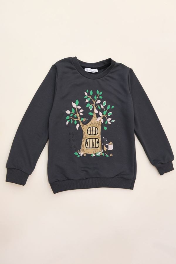6-9 Yaş Baskılı Çocuk Sweat Füme - 6260003.1576.