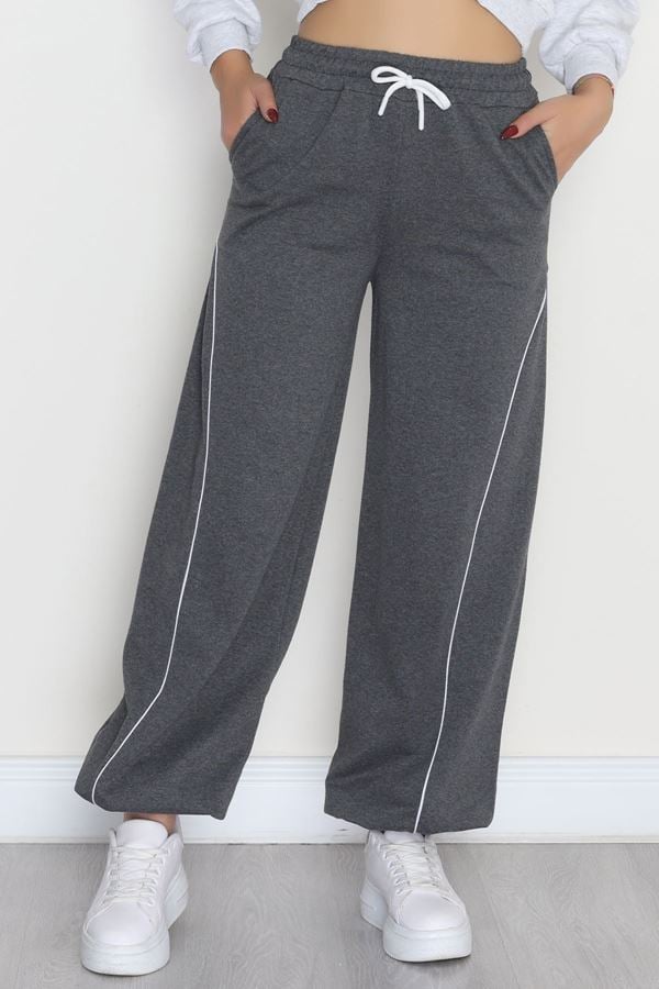 Paça Stoperli 2 İplik Eşofman Altı Füme - 50058.1857.