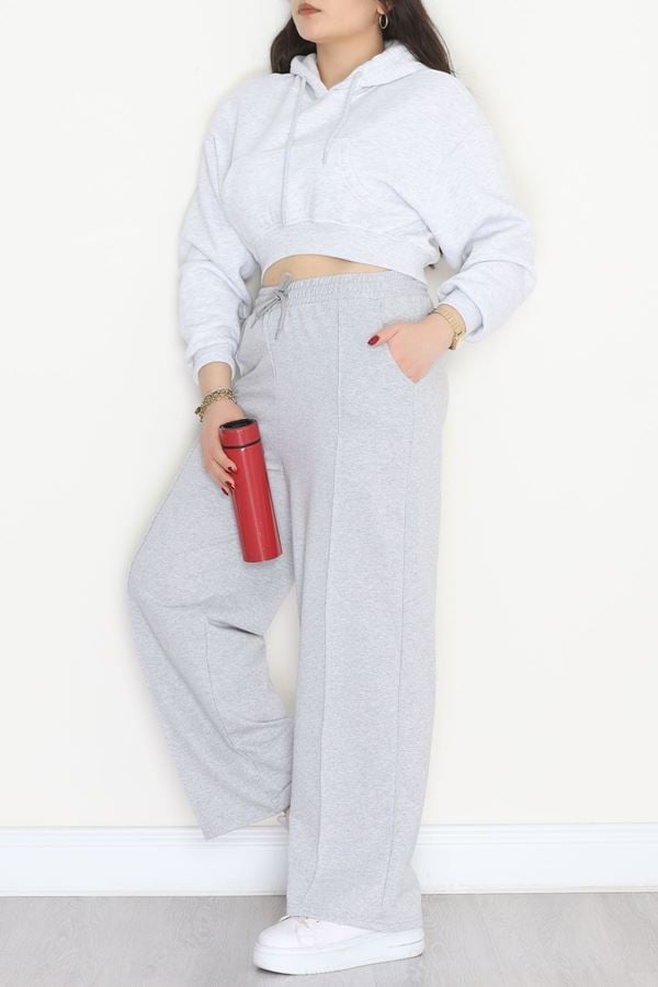 Çımalı Büyük Beden Eşofman Altı Gri - 50663.1005.