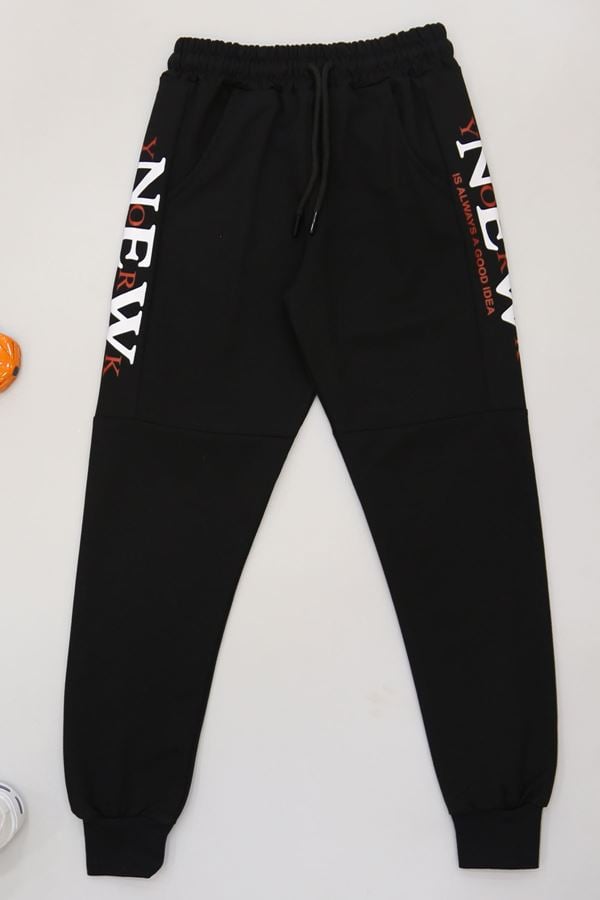 8-16 Yaş 2 İplik Likralı Eşofman Altı Siyah - 42184.2066.