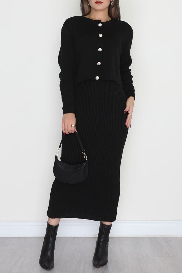 Elbise Ceket Triko Takım Siyah - 3064.1577.