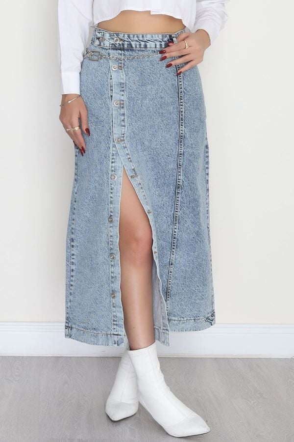 Düğmeli Kot Etek Karyıkama - 31556.2088.