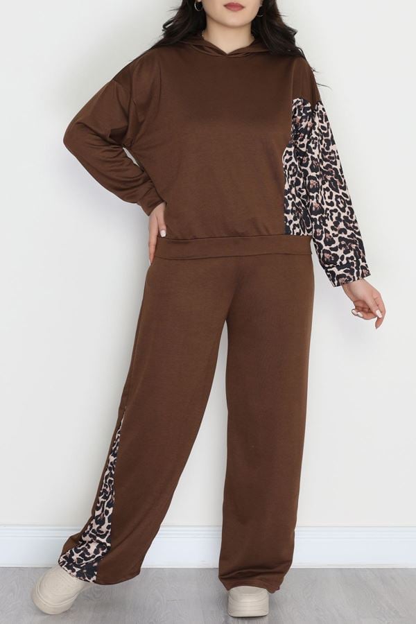 Büyük Beden 2 İplik Eşofman Takımı Kahve - 50962.1005.