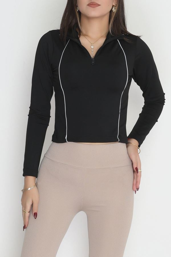 Biyeli Yarım Fermuarlı Dalgıç Body Siyah - 50099.053.