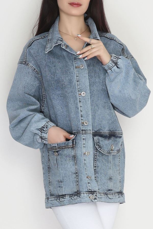 Körüklü Cep Kot Ceket  Açıkmavi8 - 20464.1778.