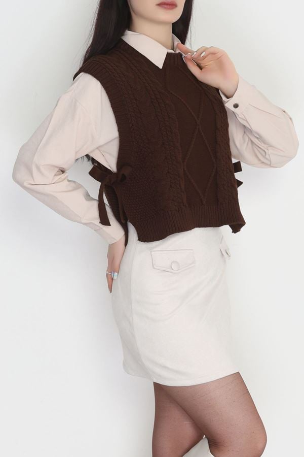 Püsküllü Süveter Kahve - 355.1577.