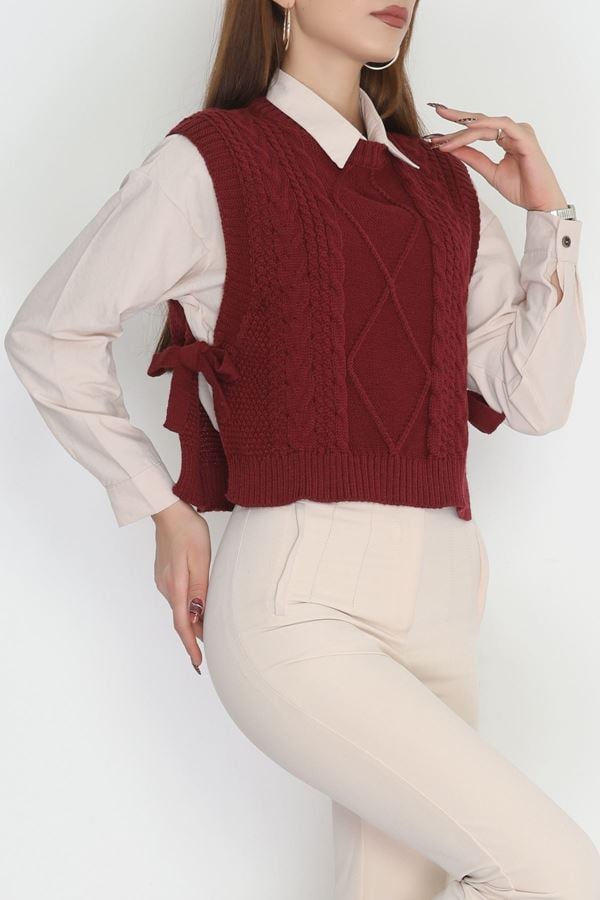 Püsküllü Süveter Bordo - 355.1577.