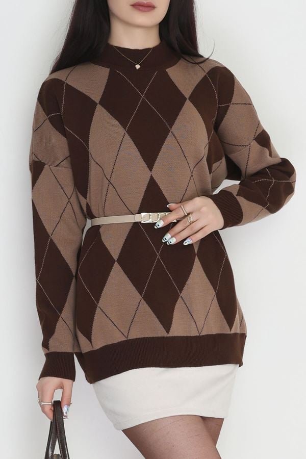 Etnik Desen Triko Kahvemocha - 3038.1577.