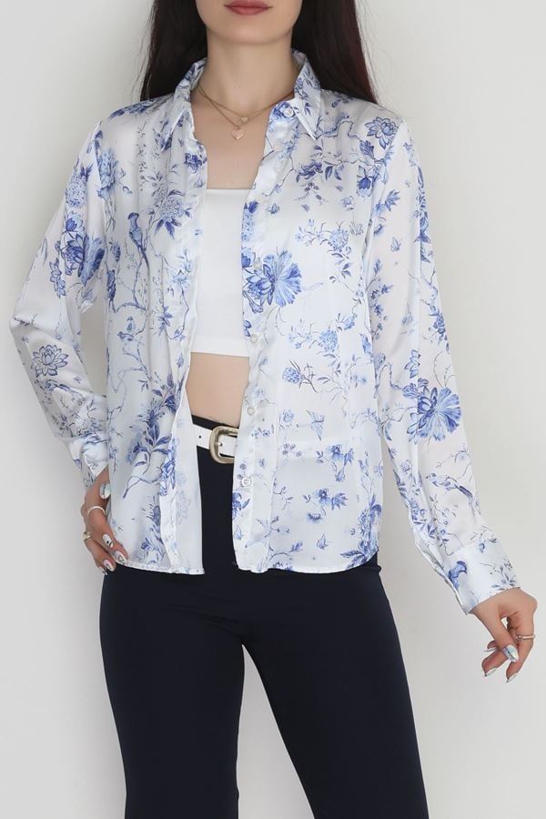 Desenli Gömlek Beyazmavi - 41137.147.