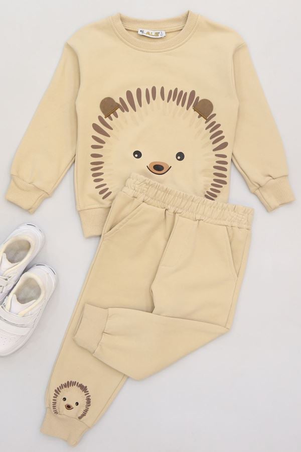 2-5 Yaş Şardonlu Yumoş Kumaş Takım Bej - 1264304.1576.