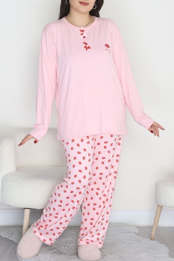 Büyük Beden Patlı Pijama Takımı Pembedudak - 258.1287.