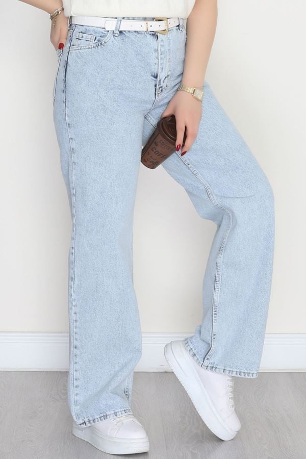 Büyük Beden Palazzo Kot Pantolon Buzmavi - 31539.1184.