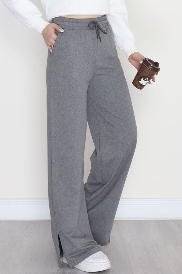 Yırtmaçlı 2 İplik Eşofman Altı Füme - 40025.1857.