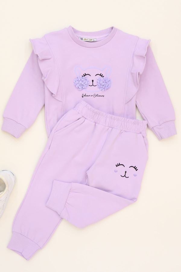 2-5 Yaş Şardonlu Yumoş Kumaş Takım Lila - 5264329.1576.