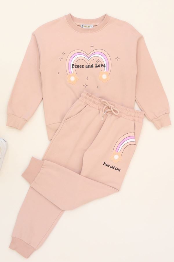 6-9 Yaş Şardonlu Yumoş Kumaş Takım Pudra - 6264360.1576.