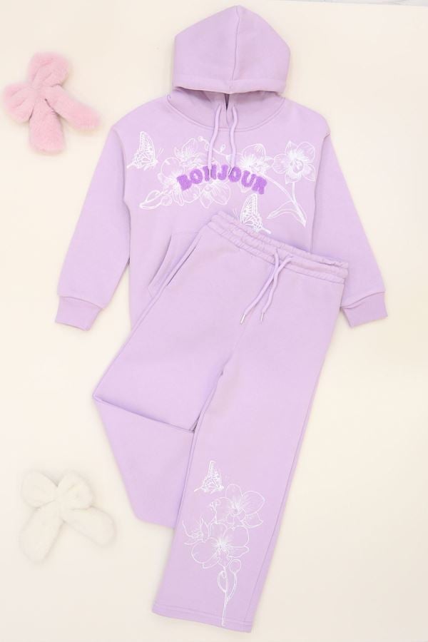 6-9 Yaş Şardonlu Yumoş Kumaş Takım Lila - 6264259.1576.