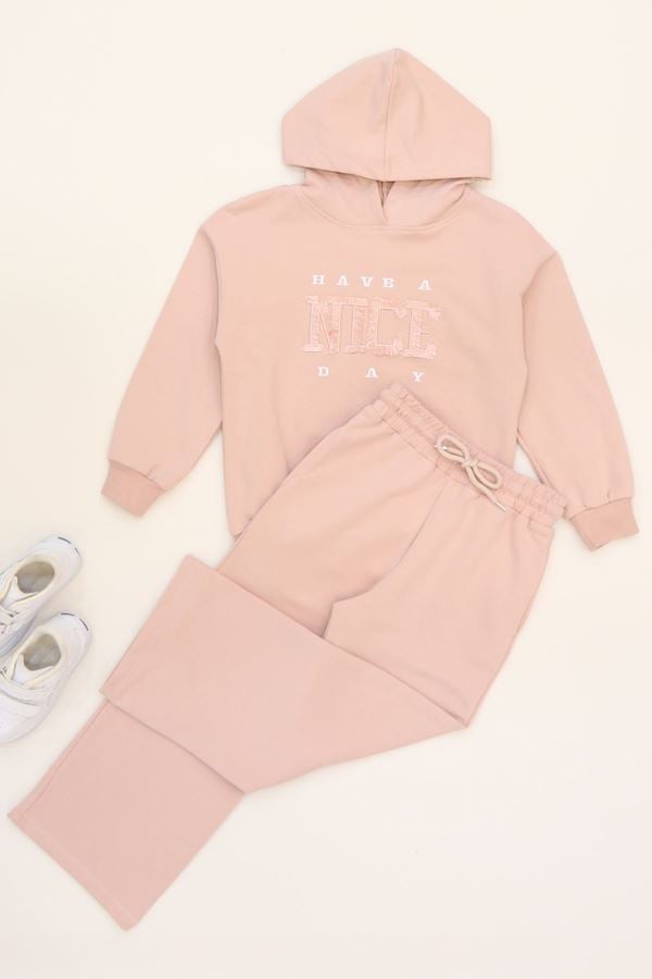 6-9 Yaş Şardonlu Yumoş Kumaş Takım Pudra - 6264359.1576.