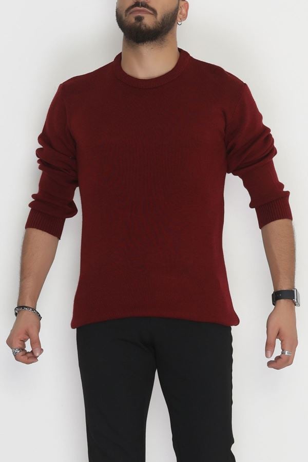 Bisiklet Yaka Erkek Triko Bordo - 70780.1766.