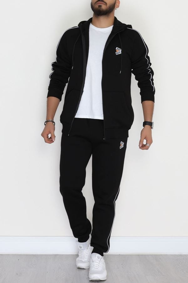 3 İplik Şardonlu Erkek Eşofman Takımı Siyah - 42565.1937.