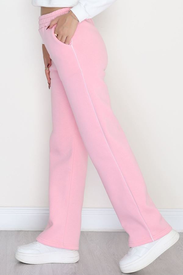 3 İplik Biyeli Palazzo Eşofman Altı Pudra - 30104.1878.