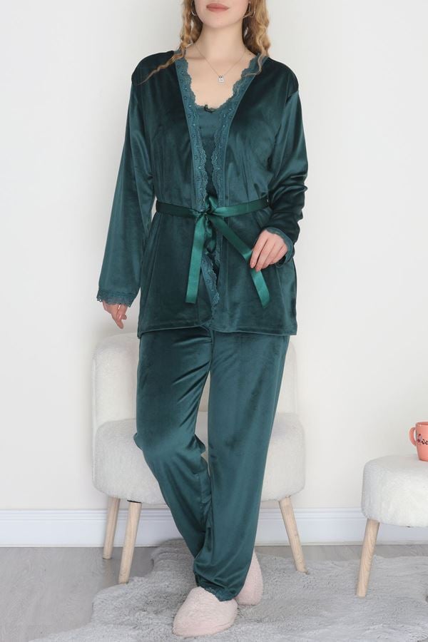 Kadife 3'Lü Set Takım Zümrüt - 667.1287.